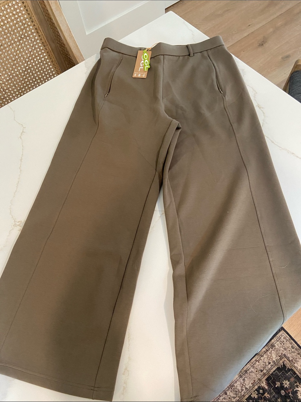 OGL Olive-Brown Ponte Wide Leg Pants